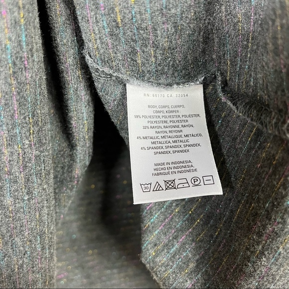 Anthropologie Postmark Grey Striped Liz Bell Sleeve Turtleneck Top M - Picture 5 of 9